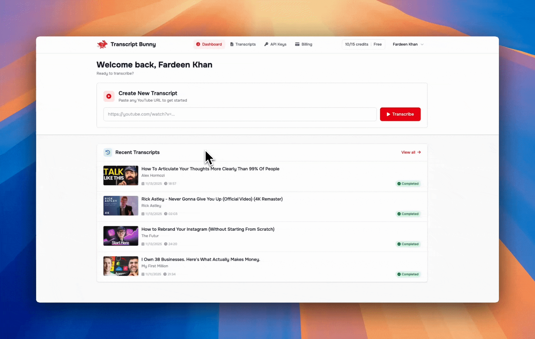 Instant Transcript Demo